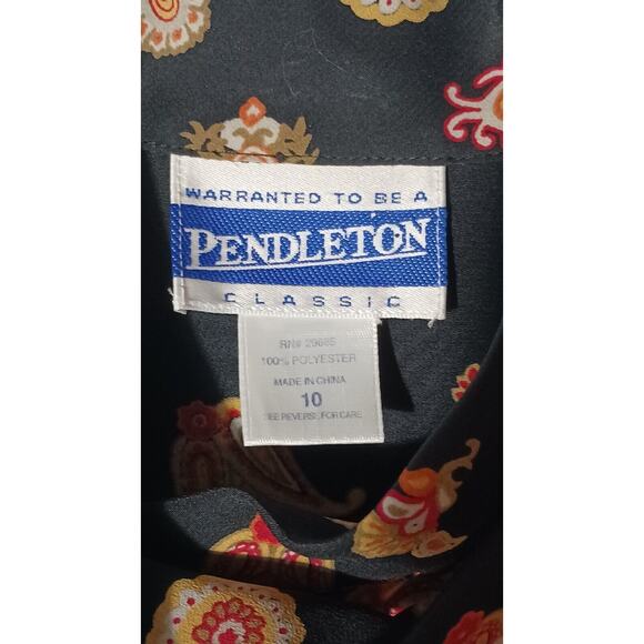 Pendleton Classic Womens Size 10 Black Paisley Long Sleeve Button Down Shirt Top - Picture 3 of 9